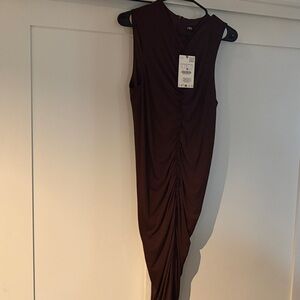 Zara Sleeveless Brown Dress